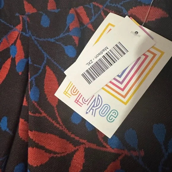 LuLaRoe Madison Floral Skirt with Red and Blue Accents - Picture 4 of 6